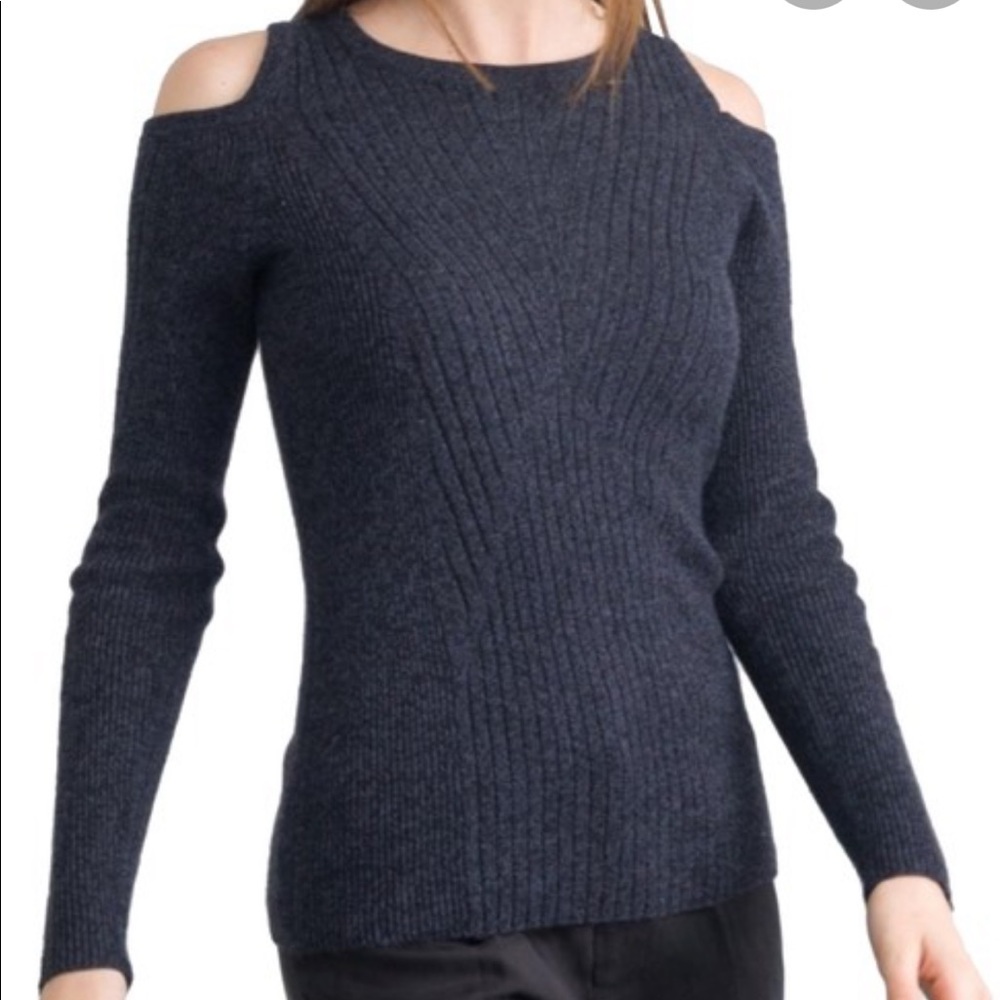 Quinn Cashmere & Wool Cold Shoulder Top